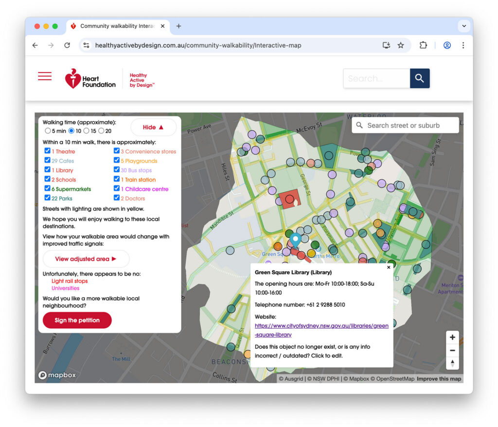Community Walk Map Example Introducing the Heart Foundation’s Community Walkability Map - UrbanSpectra